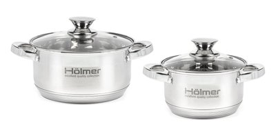Набір посуду Hölmer СS-1452-SS (2 каструлі з кришкою 2л/3,8л) R_18002 фото