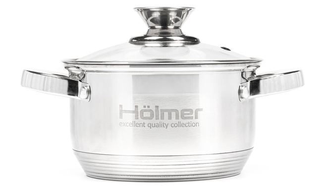 Набір посуду Hölmer СS-1452-SS (2 каструлі з кришкою 2л/3,8л) R_18002 фото