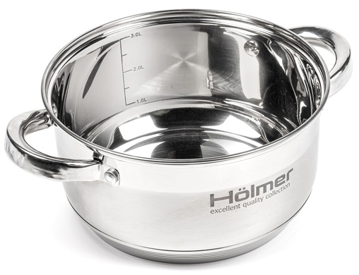 Набор посуды Hölmer CS-1852-SS (3 кастрюли с крышкой 2,7л/3,8л/5л, ковш с крышкой 2л) R_18009 фото