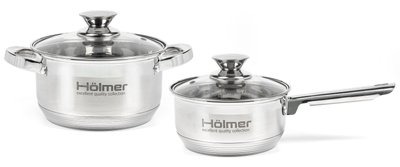 Набор посуды Hölmer CS-1451-SS (ковш с крышкой 1,5л, кастрюля с крышкой 2,7л) R_18000 фото